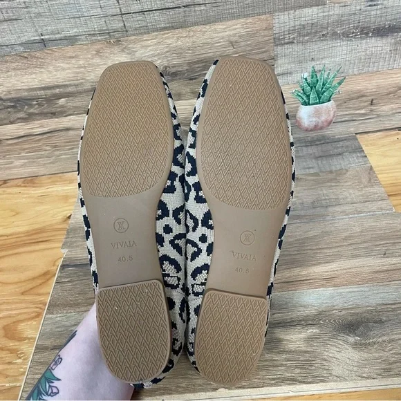 Vivaia Margot square toe V-cut ballet flats dark leopard women’s 9.5 - Picture 9 of 10